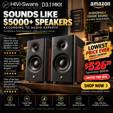 HiVi-Swans D3.1 MKII Bookshelf Speakers drop to $526.39 (LOWEST PRICE SINCE LAUNCH — first major discount ever)