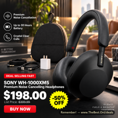 Sony WH-1000XM5 Wireless Noise Canceling Headphones drop to $198 (was $399.99, -50% OFF Amazon Limited Time Deal)
